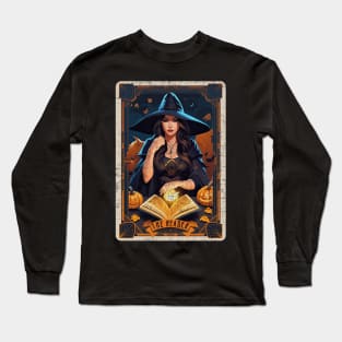 The Reader Vintage Witch Halloween Tarot Card Long Sleeve T-Shirt